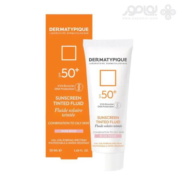 ضد آفتاب درماتیپیک SPF50 مدل FLUID رنگ رز بژ حجم 50 میل