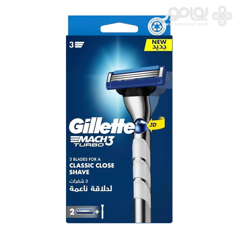 خودتراش ژیلت مدل MACH3 Turbo 3D به همراه دو یدک
