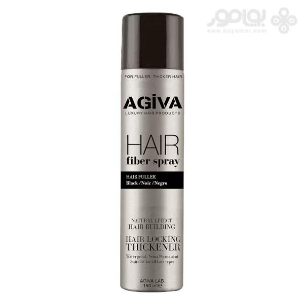 اسپری پرپشت کننده موی آگیوا مدل Fiber Spray رنگ مشکی
