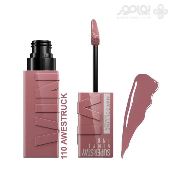 رژ لب مایع براق میبلین سوپر استی مدل VINYL INK شماره 110 رنگ AWESTRUCK