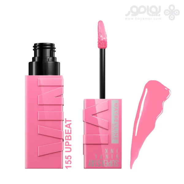 رژ لب مایع براق میبلین سوپر استی مدل VINYL INK شماره 155 رنگ UPBEAT