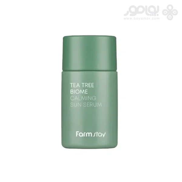 سرم ضد آفتاب تسکین دهنده و آبرسان فارم استی مدل TEA TREE BIOME