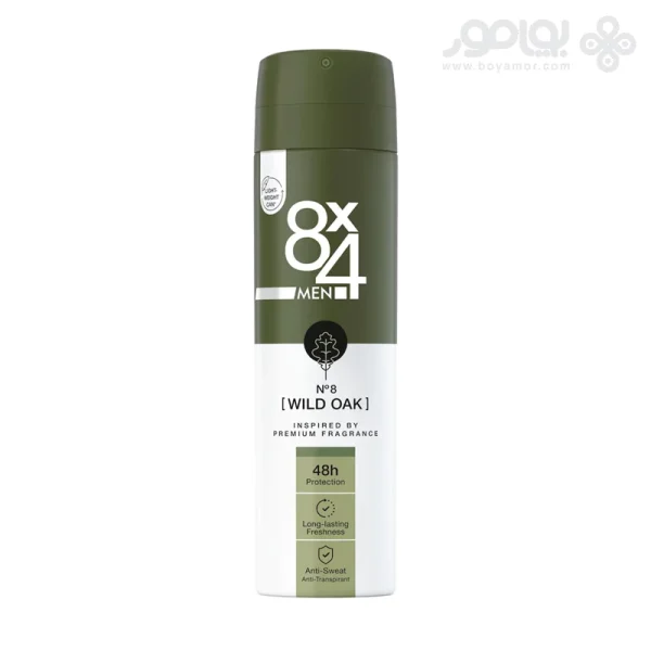 اسپری دئودورانت مردانه 8X4 مدل WILD OAK حجم 150 میل