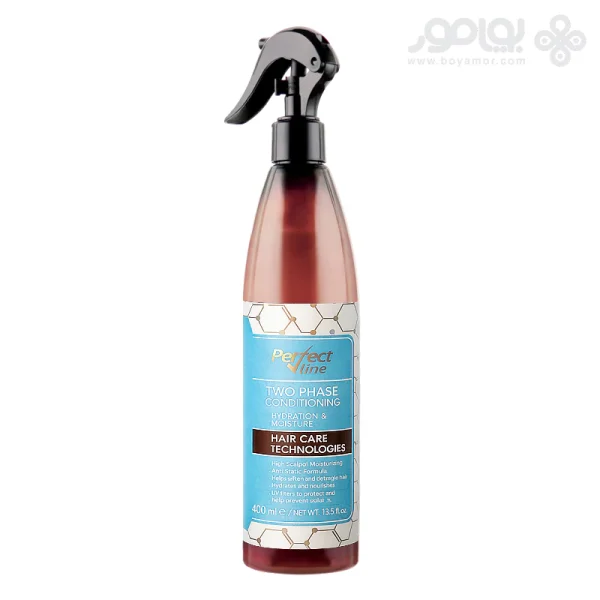 اسپری دو فاز موهای فر پرفکت لاین مدل HYALURONIC MOISTURE حجم 400 میل
