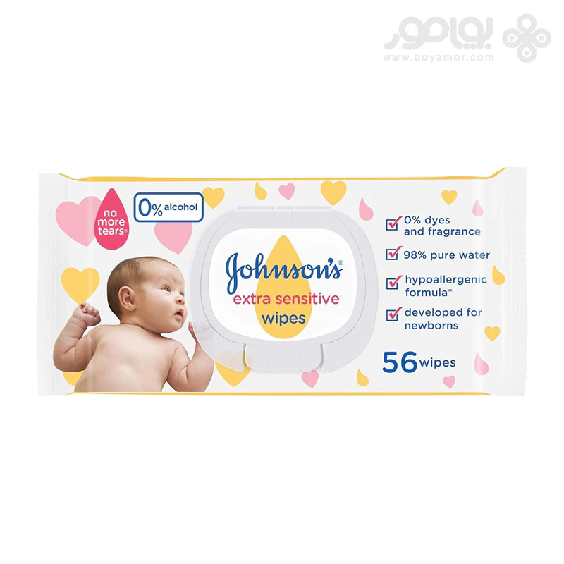 دستمال مرطوب کودک جانسون EXTRA SENSITIVE بسته 56 عددی