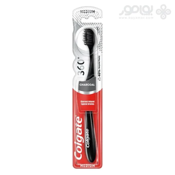 مسواک زغالی کلگیت 360 درجه مدل CHARCOAL با برس متوسط