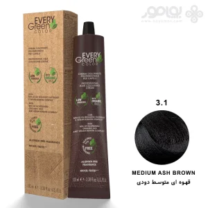 رنگ موی ارگانیک اوری گرین شماره 3.1 رنگ قهوه ای دودی متوسط