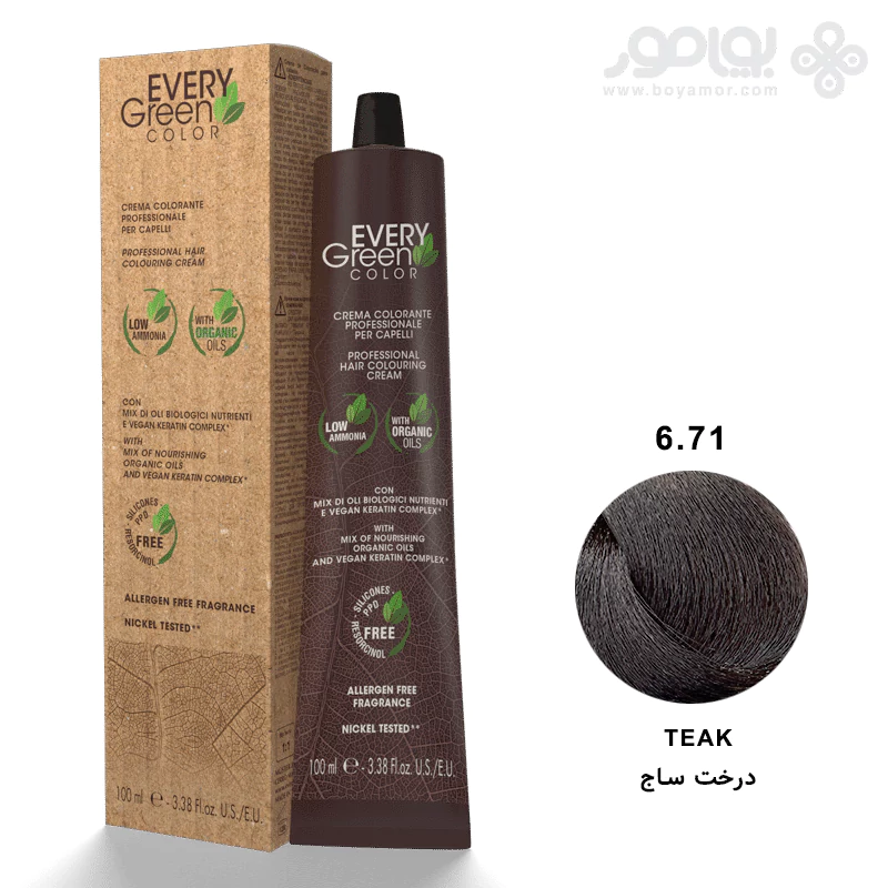 رنگ موی ارگانیک اوری گرین دیکسون شماره 6.71 رنگ ساجی