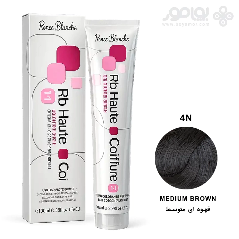 رنگ موی رنه بلانش سری COIFFURE شماره 4N رنگ قهوه ای متوسط