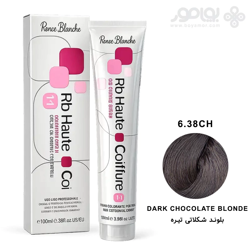 رنگ موی رنه بلانش سری COIFFURE شماره 6.38CH بلوند شکلاتی تیره