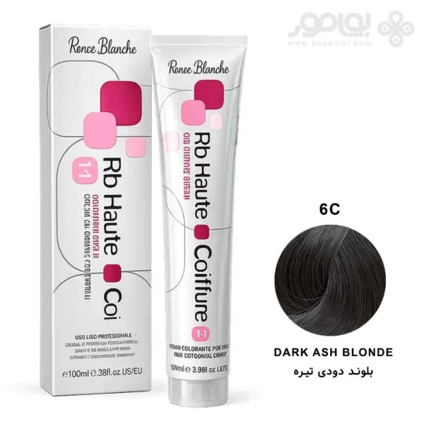 رنگ موی رنه بلانش سری COIFFURE شماره 6C رنگ بلوند دودی تیره