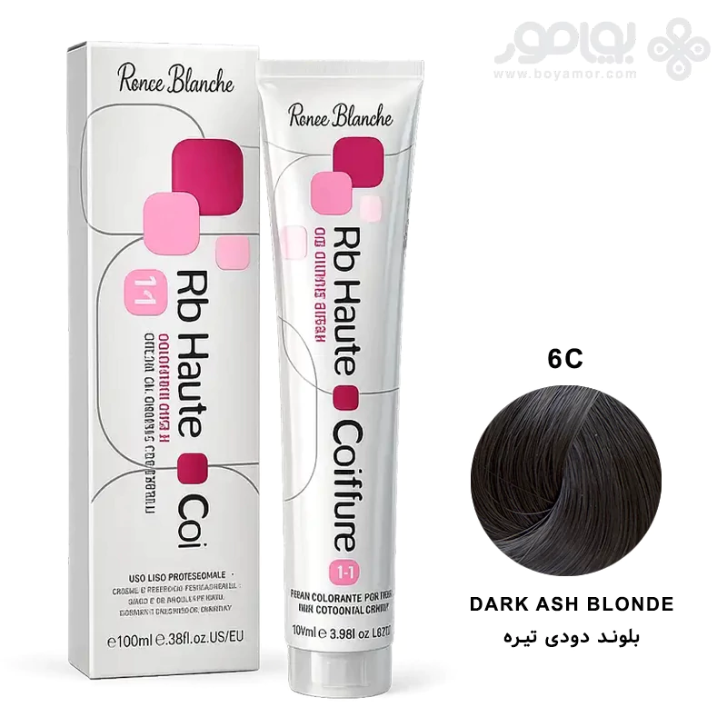 رنگ موی رنه بلانش سری COIFFURE شماره 6C رنگ بلوند دودی تیره