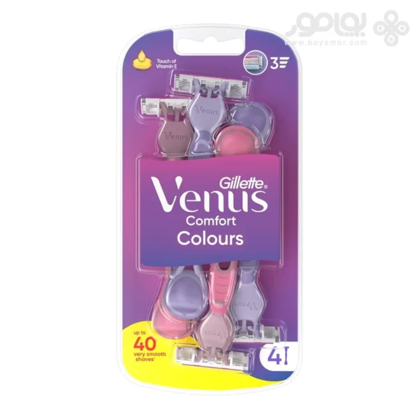 خودتراش ژیلت ونوس 3 تیغ سری COMFORT COLOURS بسته 4 عددی