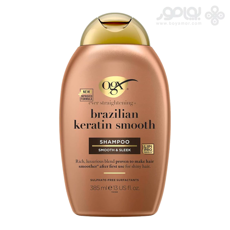 شامپو صاف کننده کراتینه او جی ایکس مدل BRAZILIAN KERATIN حجم 385 میل