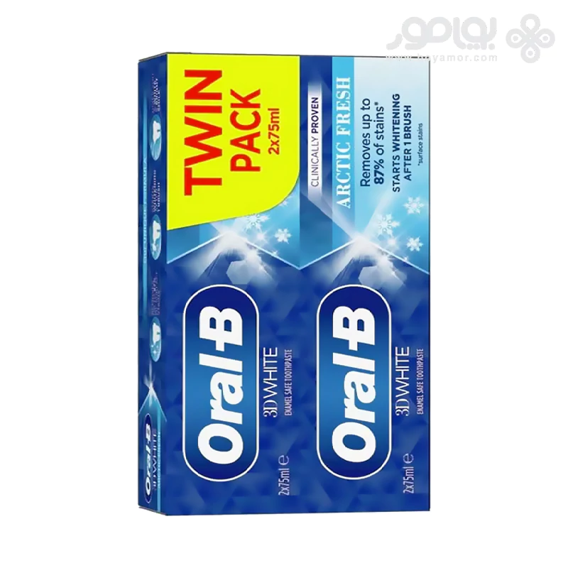 خمیر دندان دو قلوی 3D WHITE اورال بی مدل ARCTIC FRESH